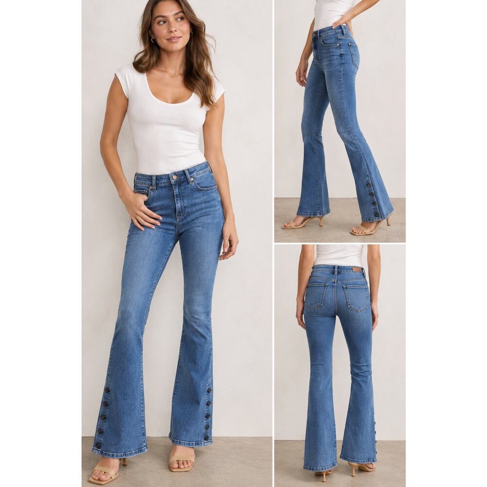 Pilcro Anthropologie Letterpress High Rise Bootcut Jeans Women’s 27 Button Hem